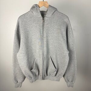 Vintage Russell Athletic Light Grey Full Zip Blank Jacket Hoodie Y2K Size Large